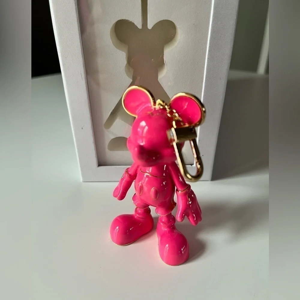 BaubleBar Disney Mickey Mouse Hot Pink Bag Charm Keychain NWT